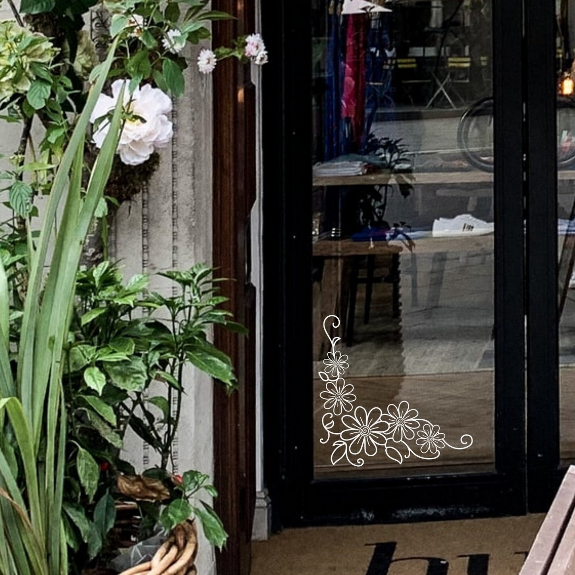 Floral Window Sticker Shop Window Decal Home Window Stickers Etsy UK