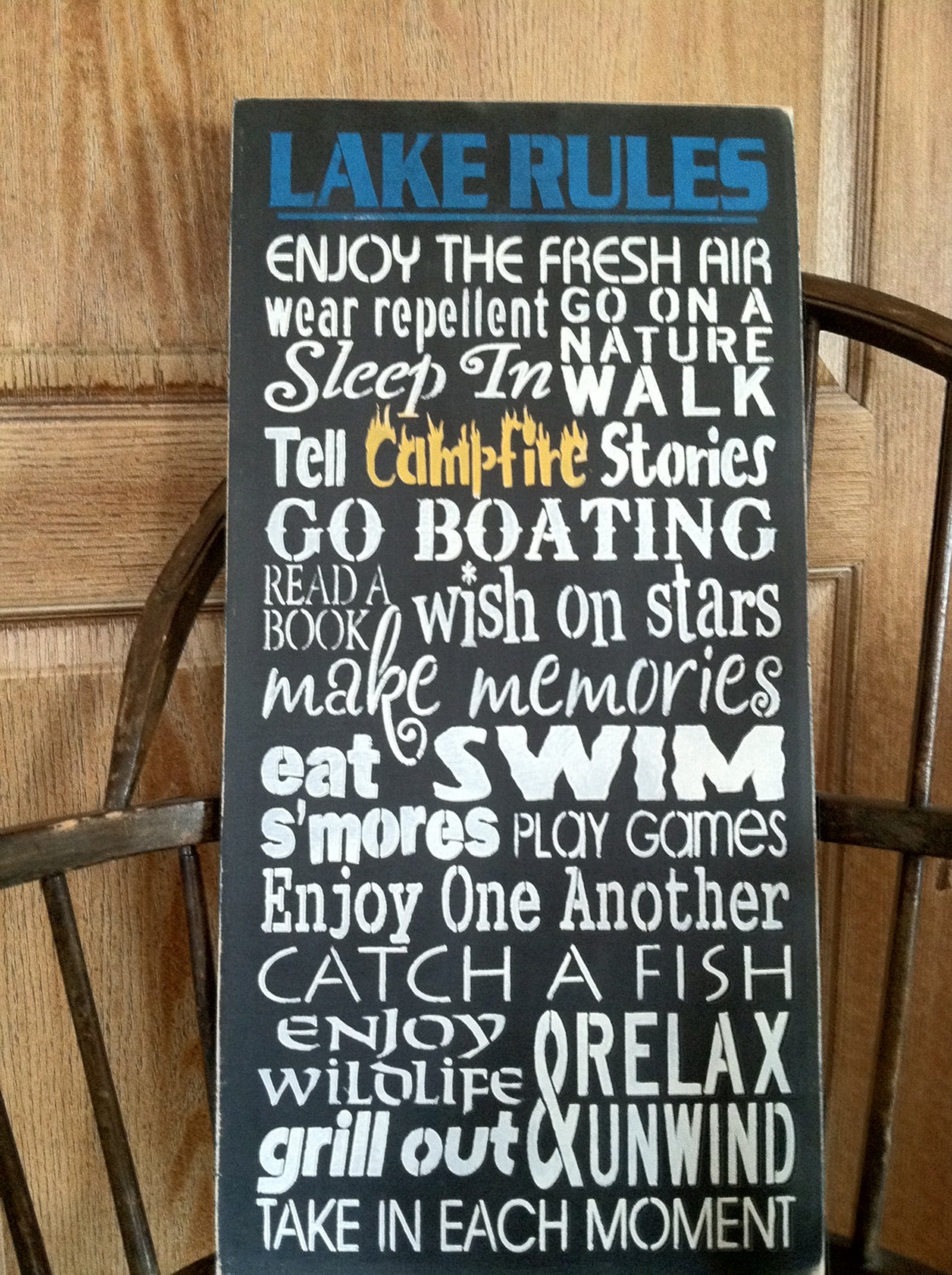 Lake Rules. Enjoy Fresh Air Walk in Nature Tell Campfire Etsy