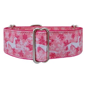 Snowhounds!  Adjustable martingale collar, greyhound collar, whippet collar, galgo collar satin lining. Made to order!
