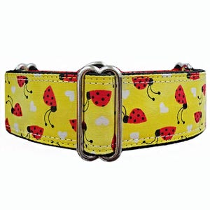 Ladybugs Martingale Dog Collar- Custom Satin-Lined Greyhound Collar!