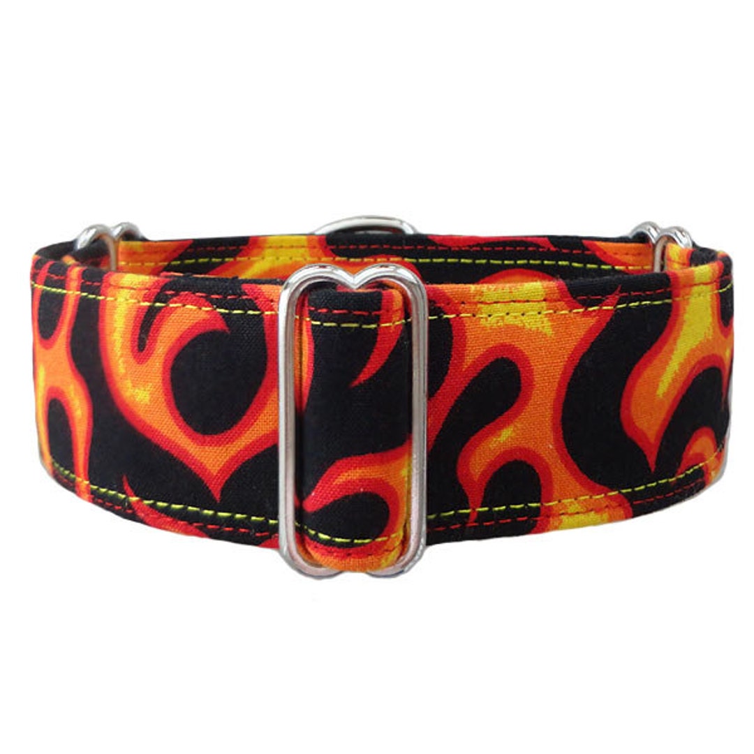 Red, Orange & Yellow Flames Dog Collar Adjustable Martingale Dog Collar