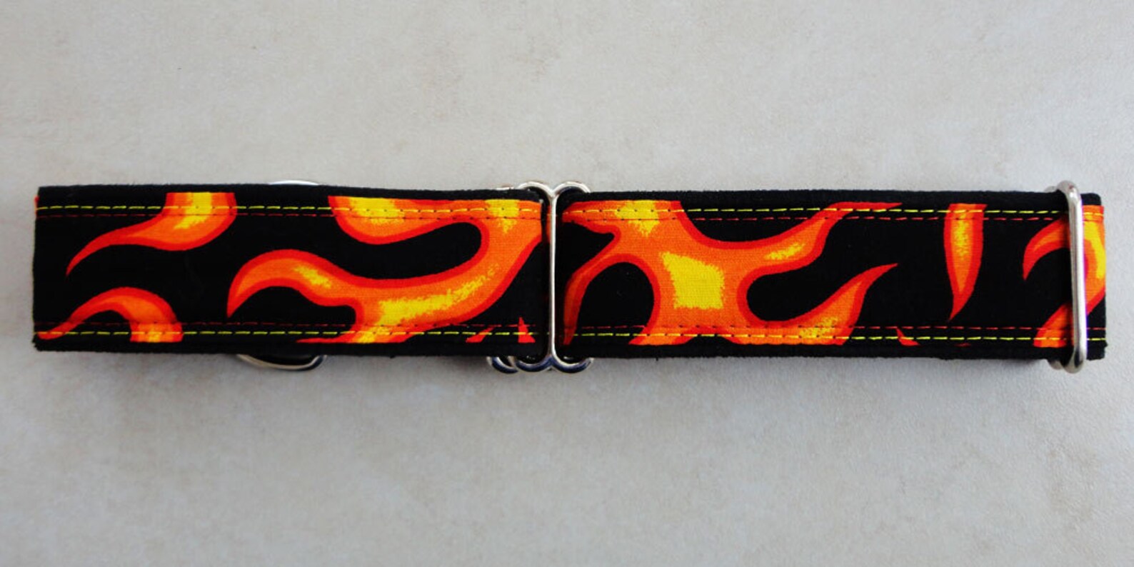 Red Orange & Yellow Flames dog collar Adjustable martingale Etsy