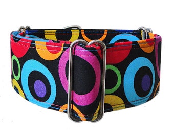 Rainbow Rings!  Adjustable martingale dog collar, greyhound collar, whippet collar, doberman collar, great dane collar!