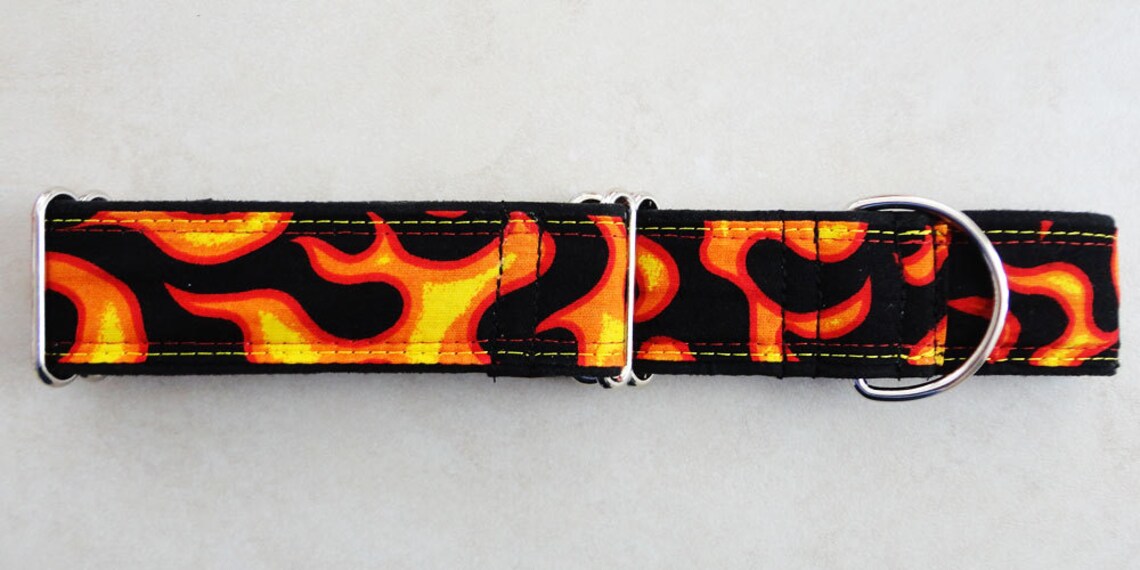 Red Orange & Yellow Flames dog collar Adjustable martingale Etsy