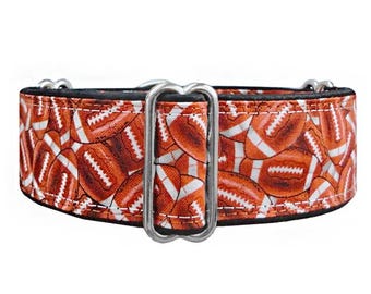 Football Martingale Dog Collar: Custom Sports Collar, Satin Lined!