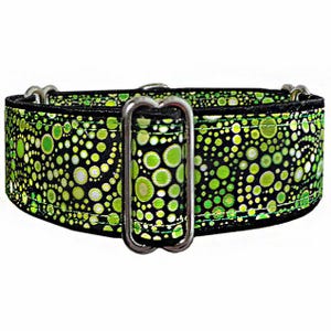 Green Bubbles!  Adjustable martingale dog collar, greyhound, whippet, doberman, lurcher, podenco, saluki.   Made to order!