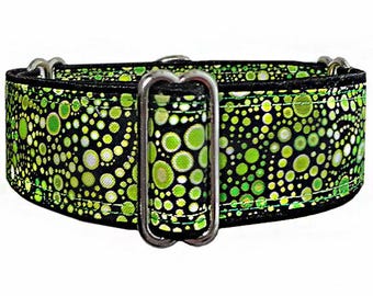 Green Bubble Martingale Dog Collar, Greyhound, Whippet, Doberman (Made to Order)