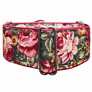 Vintage Roses Martingale Dog Collar: Floral Sighthound Collar