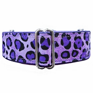 Martingale collar. Purple or Pink Cheetah -Leopard. Greyhound, whippet, doberman, sighthound, great dane collar. Made to order!