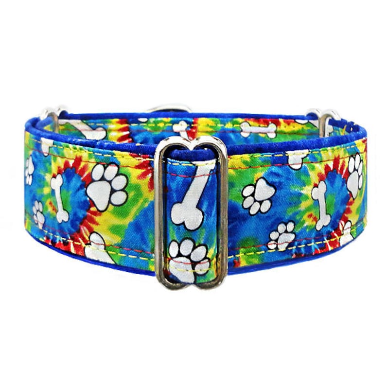 Tiedye Pawprints & Bones Adjustable Martingale Dog Collar Etsy
