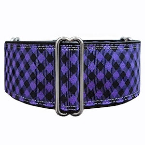 Purple plaid!  Adjustable martingale dog collar. Greyhound collar, whippet collar, galgo collar, doberman collar. Made to order!