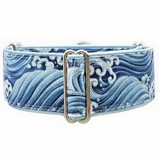 Ocean waves martingale dog collar! Greyhound, whippet, sighthound all breed collar! Unfrogettable!