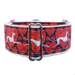 Hearts & Hounds!   Adjustable martingale dog collar, greyhound collar, whippet collar, satin lined martingale collar. Made to order!