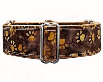 Paw Print Batik Martingale Dog Collar- Custom Greyhound, Whippet, Doberman
