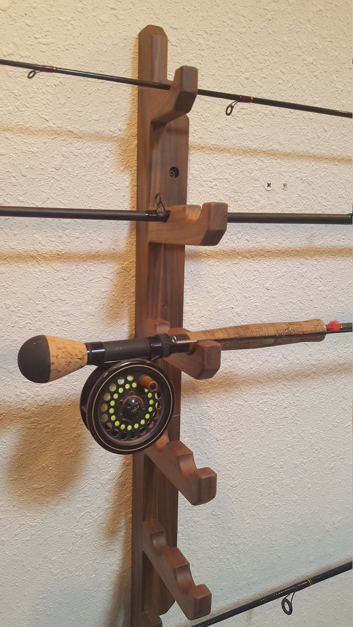 Fly Fishing Rack Fishing Rod Holder Fishing Rod Rack Fishing Pole Holder Husband Gift Wooden
