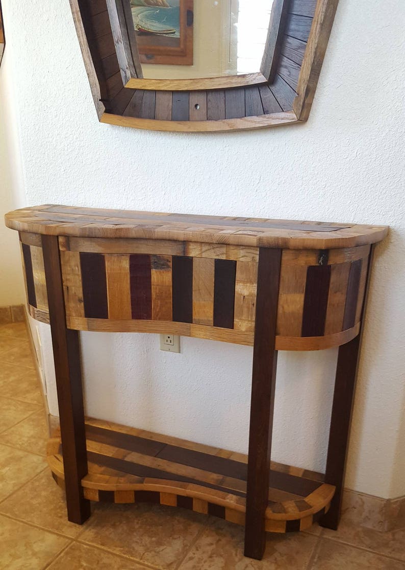 Small Wine Barrel Entry Table W Drawer Etsy