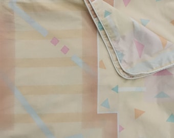 80s Pastel Geometric Print Duvet Cover Full / Double Wamsutta Retro 1980s 90s Bedding