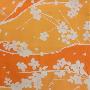 Vintage 70s Vera Neumann Sheet Plum Blossoms Orange Floral Sheet Full / Double Flat Bedsheet 1970s Burlington Bedding