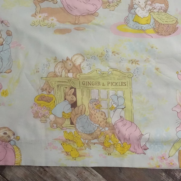 1970s Peter Rabbit Ginger and Pickles Bed Sheet Beatrix Potter 1970s 80s Kids Bedding