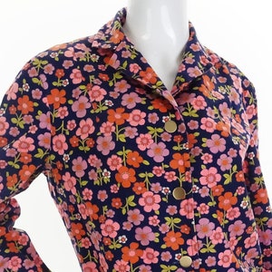 Vintage 60s Floral Jacket Fritzi of California Flower Power Cotton Blazer