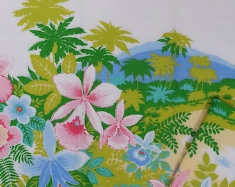 Fundas de almohada vintage de los años 70: Fundas de almohada Burlington con estampado tropical hawaiano