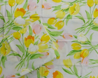Vintage 70s Floral Pillowcases Utica Tulip Time Yellow Flower Print Pillow Covers 1970s NOS