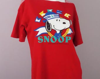 Vintage Snoopy T Shirt Nautical Theme Peanuts 40 Years of Happiness - Medium