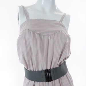 80s Jumpsuit Striped Vintage Romper One Piece Sleeveless Pinstripe Pantsuit 1980s XXS / XS