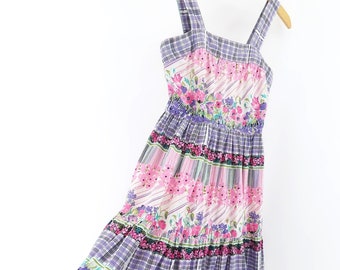 70s Floral Dress Vintage 1970s Cotton Sundress XS