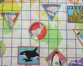Vintage WWF World Wildlife Fund Bed Sheet Endangered Species Animal Print Twin Flat 90s
