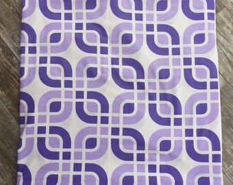 Vintage 70s Sheet Labyrinth Texmade Twin Flat Bedsheet Purple Geometric Links