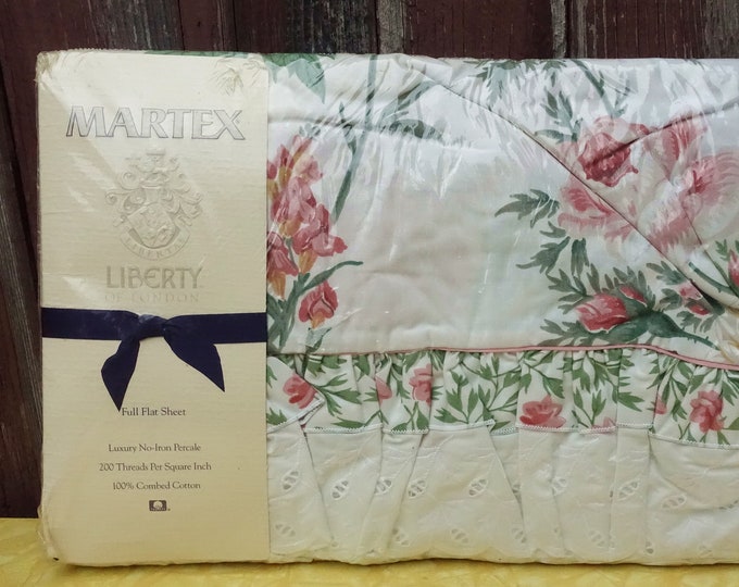 80s Liberty of London Martex Isabella Full Flat Sheet Floral Cotton