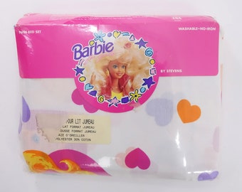 Vintage 1991 Barbie Twin Sheet Set 90s Barbie Sheets and Pillowcase New
