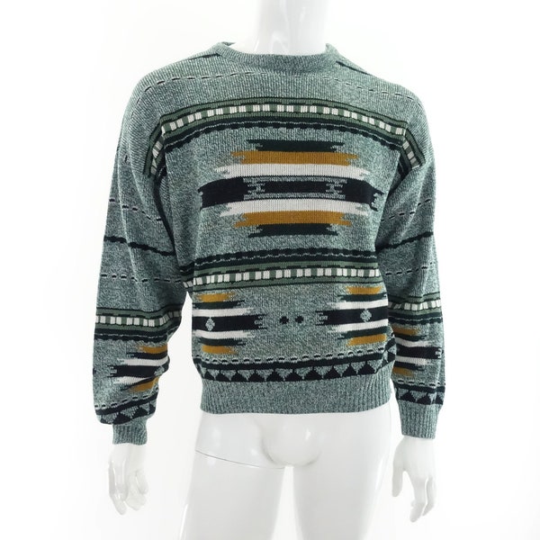 70s Sweater Mens Space Dye Knit Pullover Large