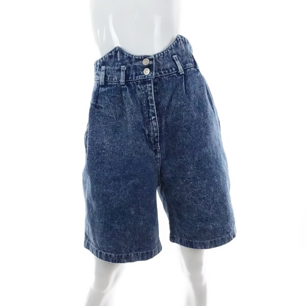 Vintage 90s Acid Wash Denim Shorts Stonewashed Blue Jean Shorts Simpatico No Suspender Straps High Waist 28