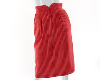 1980s Jordache Skirt Vintage 80s Red White Pinstripe High Waist Skirt XS