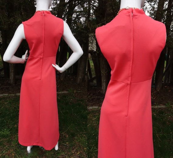 Vintage 70s Pink Maxi Dress 1970s Sleevless Gown … - image 3