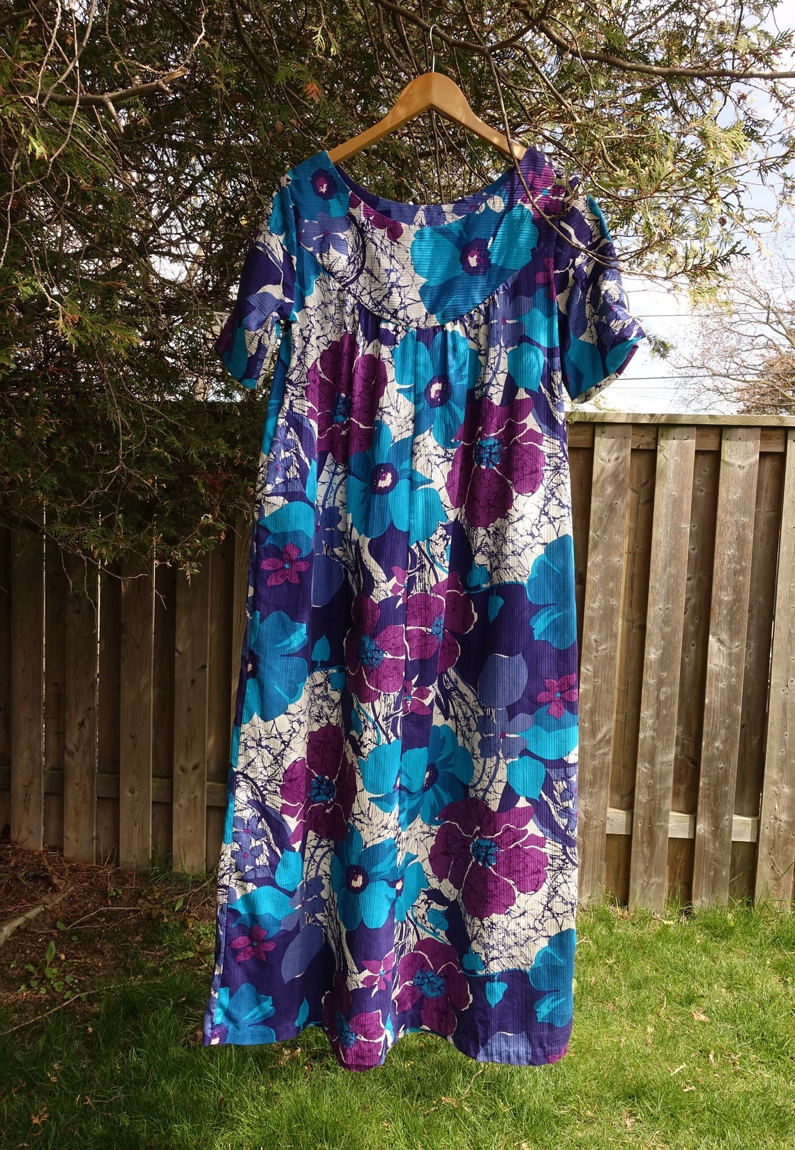 Vintage Hawaiian Muumuu Cotton 70s Floral Maxi Dress Size M | Etsy