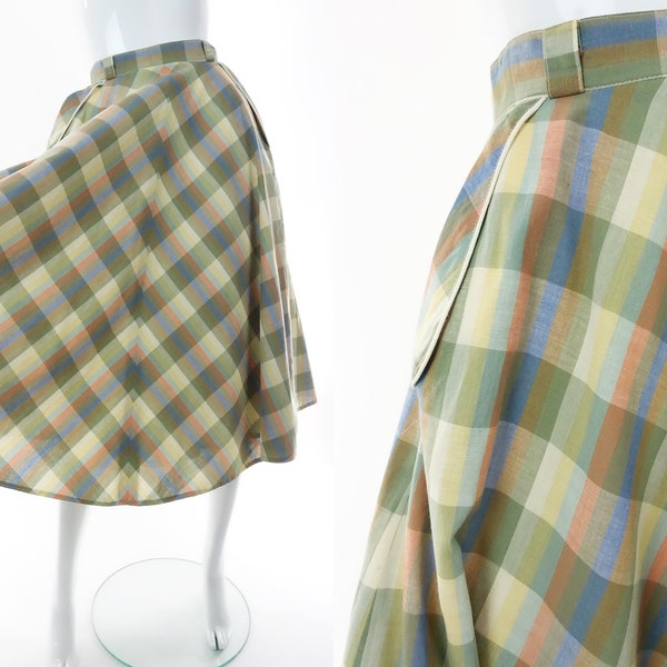 80s MONDI Skirt Vintage 1980s does 50s Plaid Skirt / Size 36