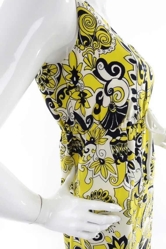 1960s 70s Yellow Black Paisley Dress 1970s Psyche… - image 4