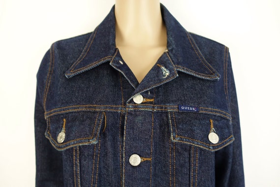 Vintage GUESS Denim Jacket 90s Dark Wash Jean Jac… - image 1