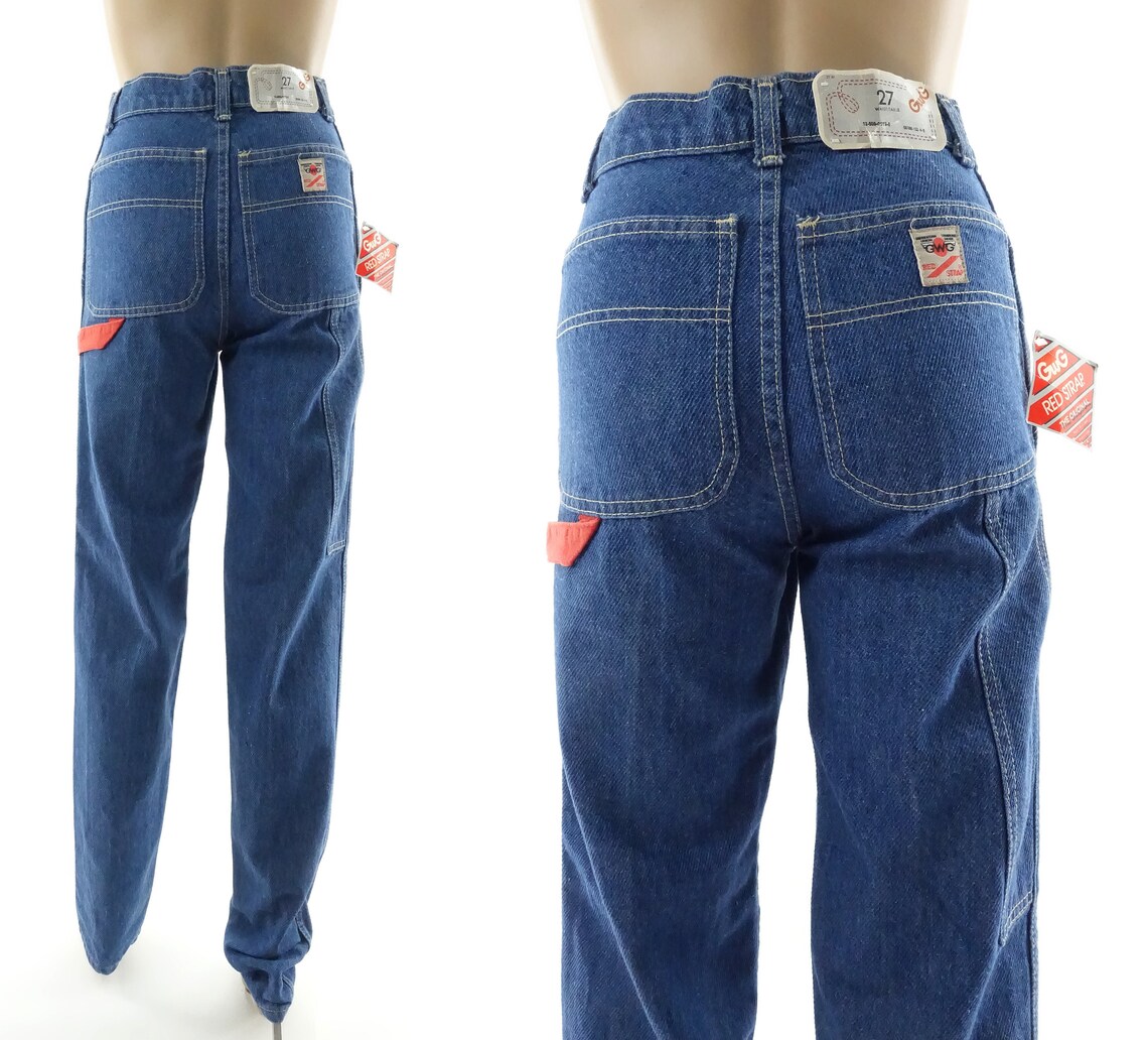 Deadstock 70s Jeans GWG Denim Red Strap Carpenter Jeans Etsy