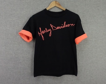 Vintage 1991 Harley Davidson Quinlan's Huntsville Canada T Shirt Neon Women's XS S