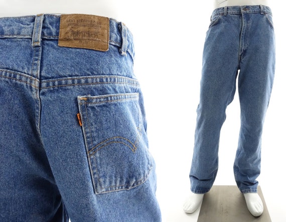 Vintage LEVIS 619 Orange Tab Blue Jeans Size 38 /… - image 1