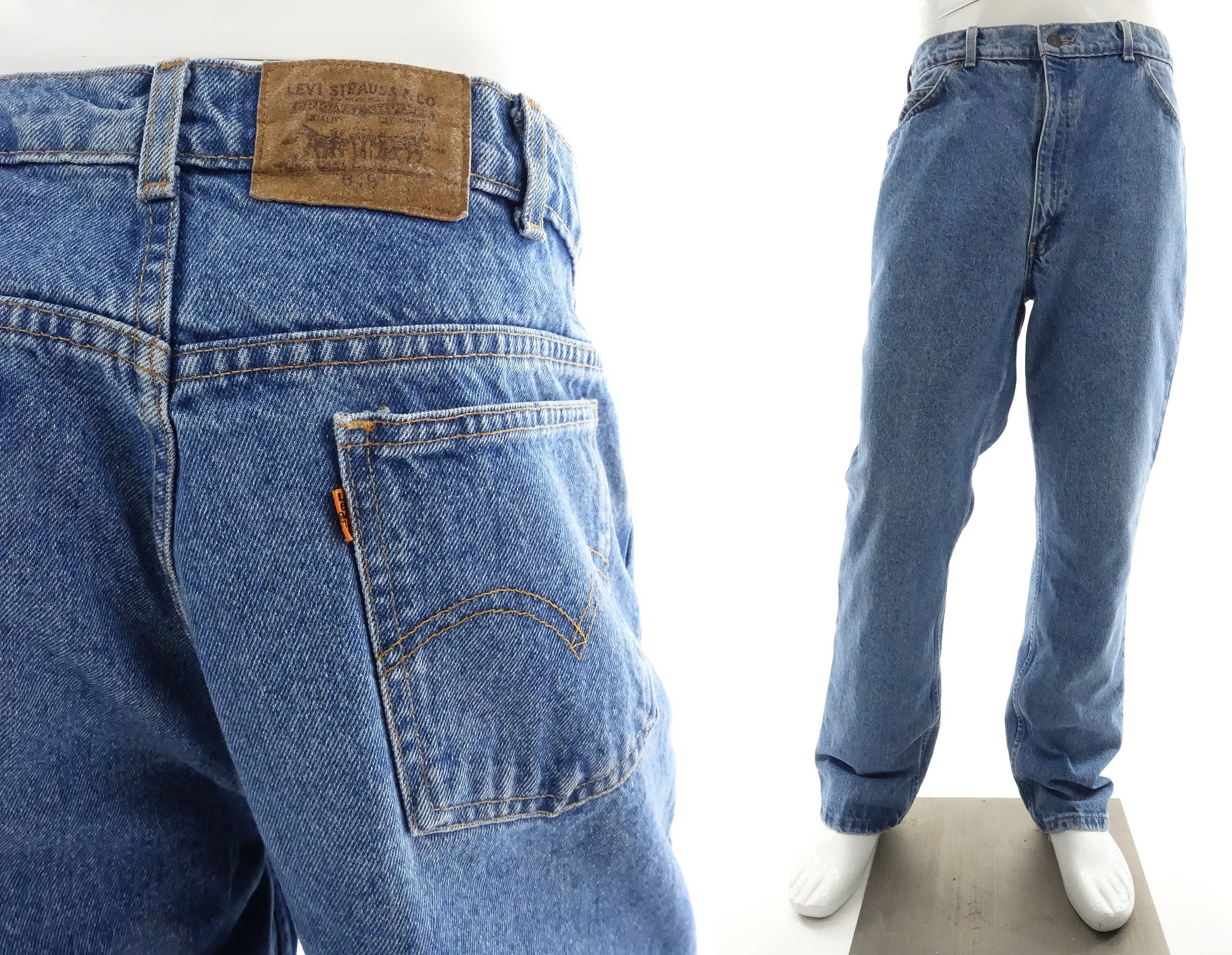 Vintage LEVIS 619 Orange Tab Jeans 90s Blue Jeans Men Size 38 - Etsy Canada