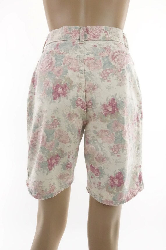 Vintage 80s Floral Jean Shorts Printed Denim / XS - image 9