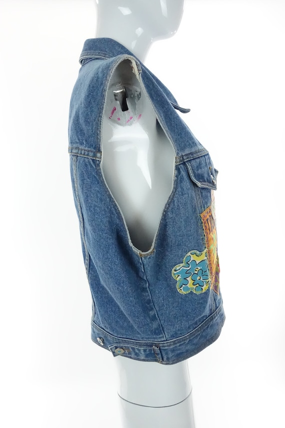 Vintage ESPRIT Vest Sleeveless Jean Jacket with F… - image 3