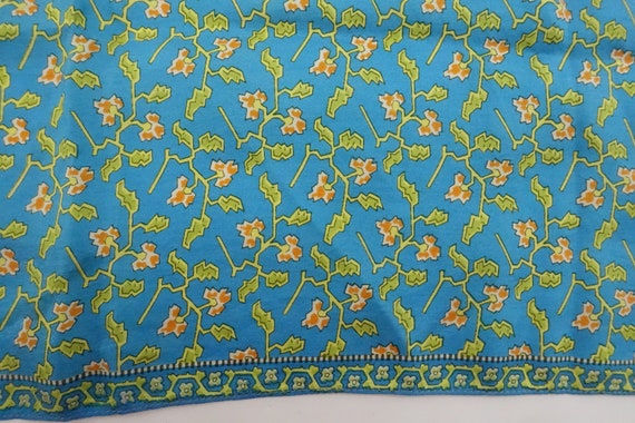 1960s Liberty of London Scarf Silk Blue Floral Pr… - image 3