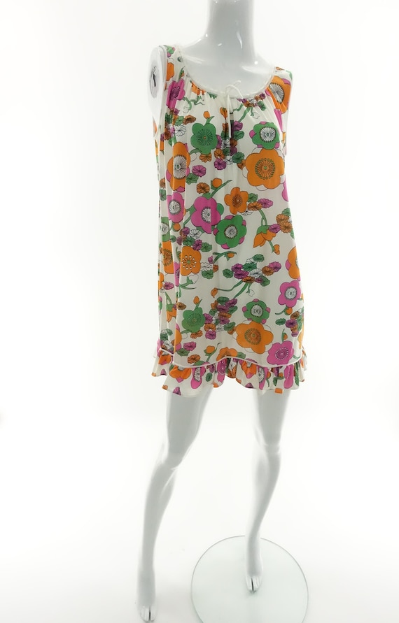 1960s 70s Babydoll Nightgown Floral Nightie Vinta… - image 4