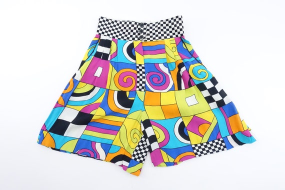 1980s 90s Colorful Shorts High Waisted Geometric … - image 6